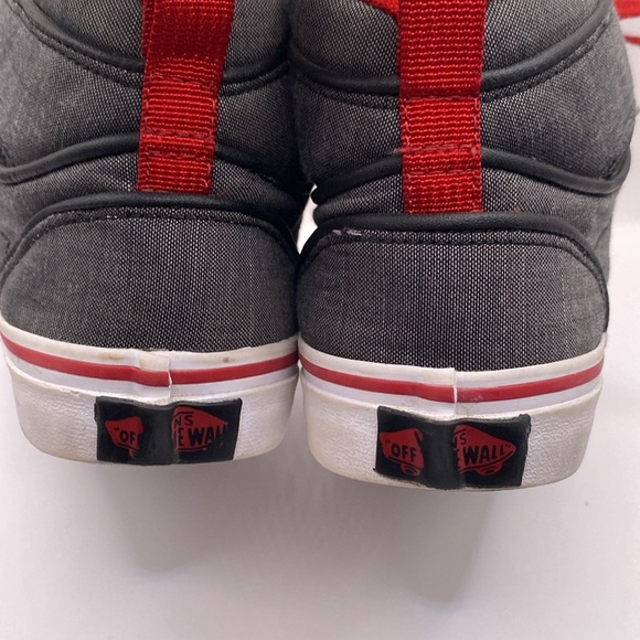 Vans Off The Wall Skate Shoes Size 4.5 Youth HiTop Gray Canvas Red Trim 500714 - Picture 4 of 7